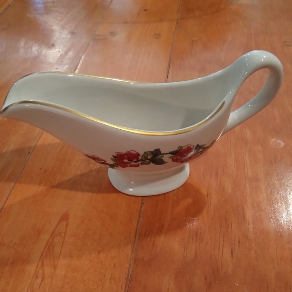 Antique Shenango China flowers gravy boat